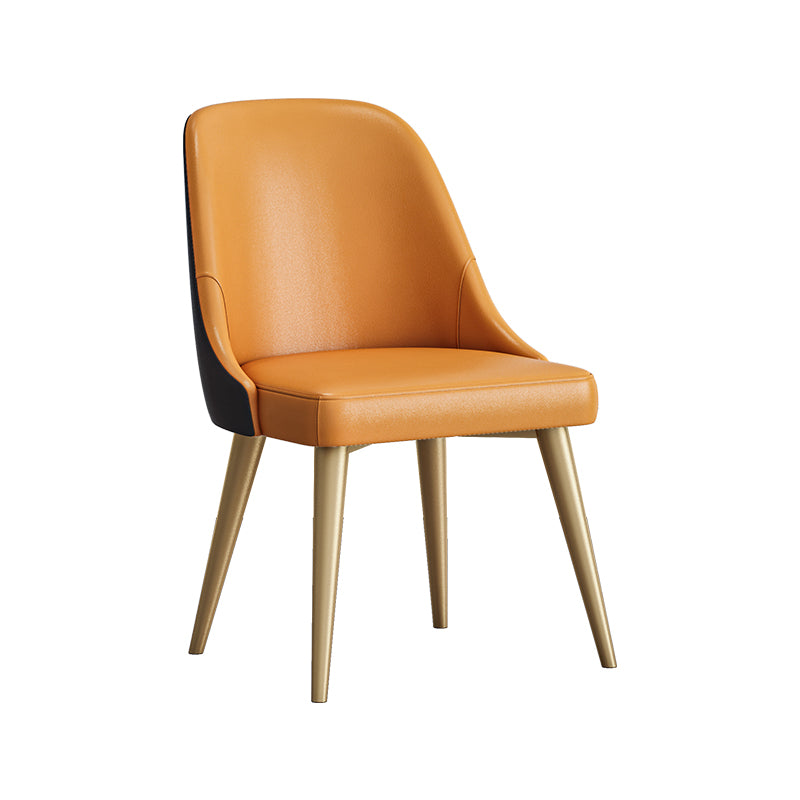 Chaises de salle à manger en Faux cuir de conception nordique, chaise de salle à manger sans bras à dossier solide