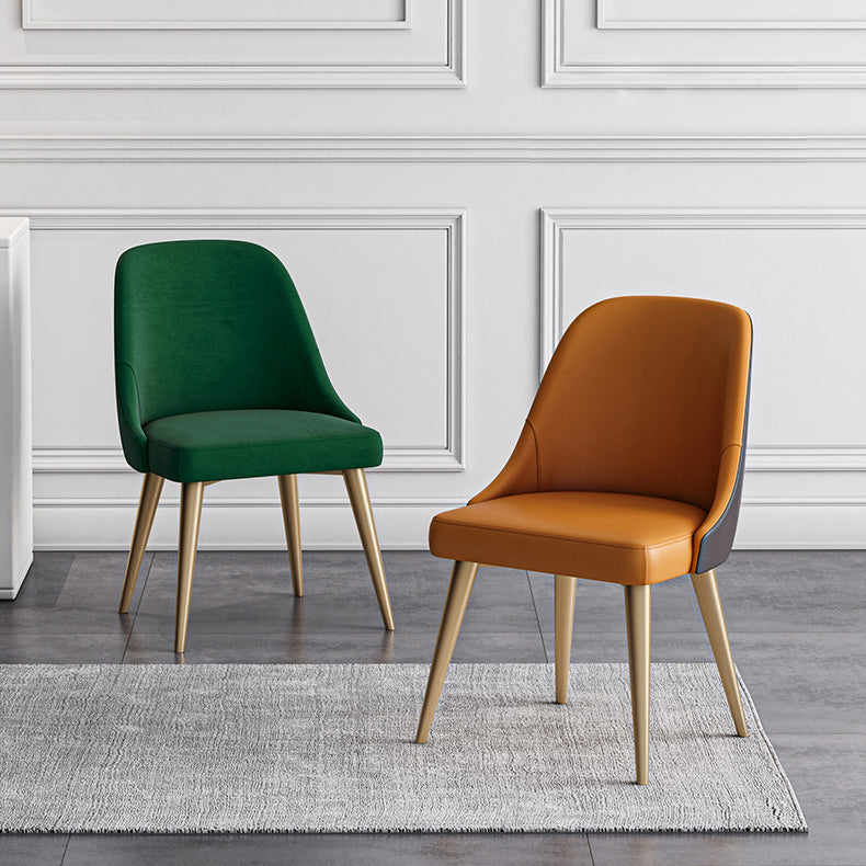 Chaises de salle à manger en Faux cuir de conception nordique, chaise de salle à manger sans bras à dossier solide