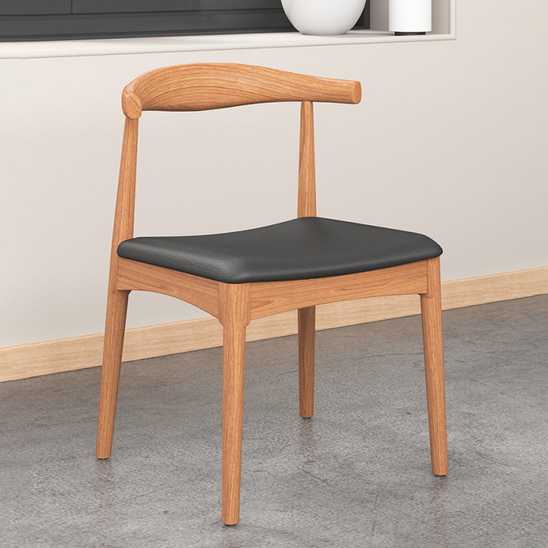 Sillas de comedor modernas con respaldo abierto, sillas laterales sin brazos con patas de madera