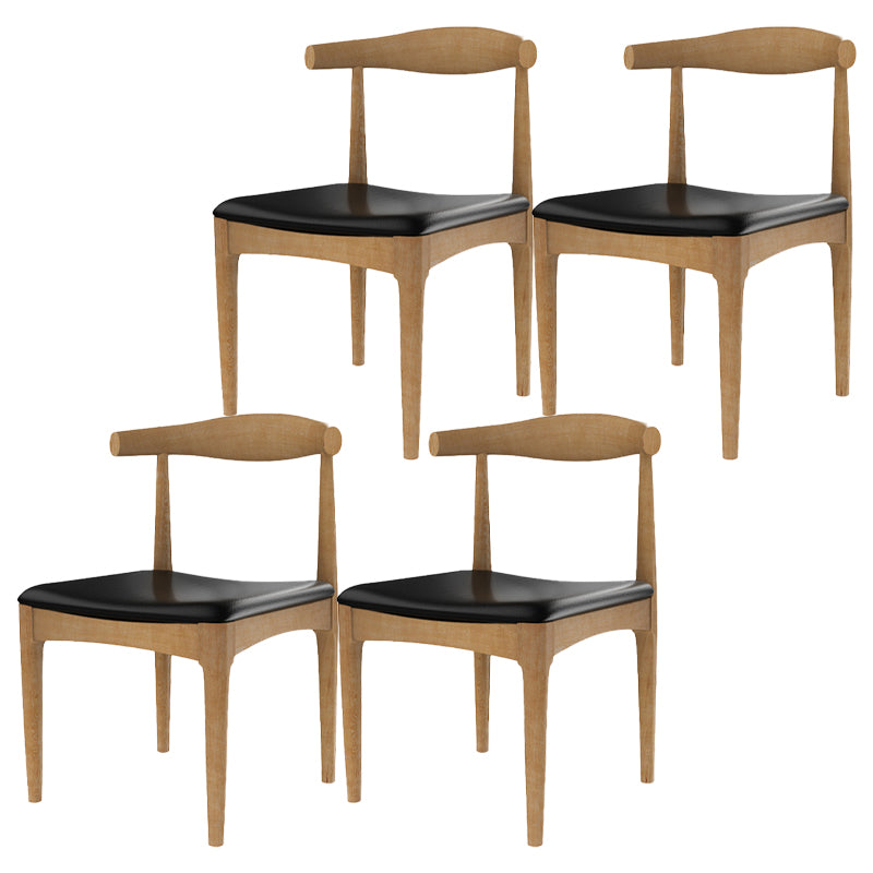 Sillas de comedor modernas con respaldo abierto, sillas laterales sin brazos con patas de madera