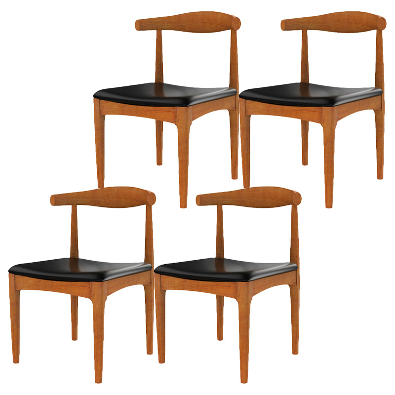 Sillas de comedor modernas con respaldo abierto, sillas laterales sin brazos con patas de madera