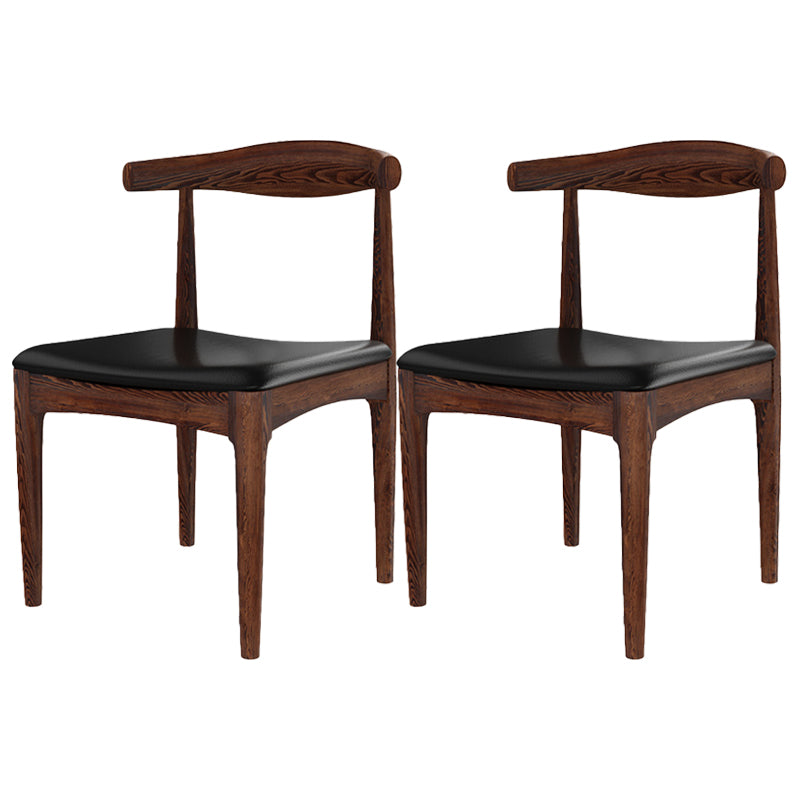 Sillas de comedor modernas con respaldo abierto, sillas laterales sin brazos con patas de madera