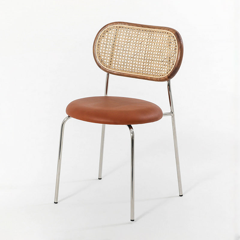 Industrieel ontwerp Armloze zijstoelen PU-leer Eetkamerstoelen met open rug