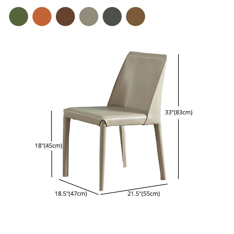 Silla sin brazos de comedor de metal contemporáneo, silla lateral de comedor de cuero para uso en restaurantes