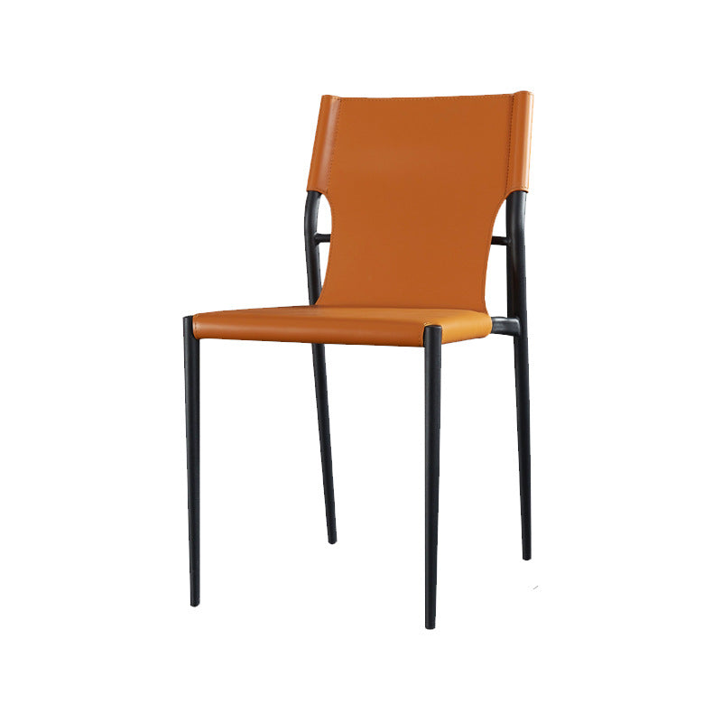 Industrial Design Leather Dining Side Armless Chairs Solid Back Chair
