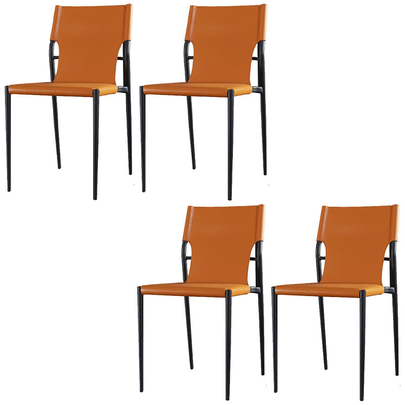 Industrial Design Leather Dining Side Armless Chairs Solid Back Chair