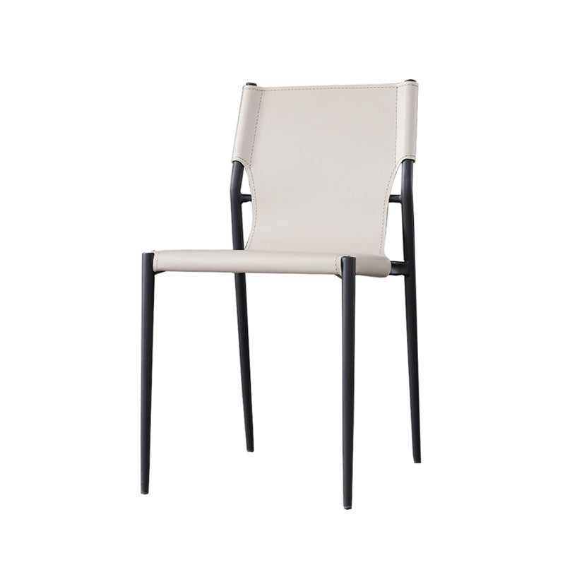 Industrial Design Leather Dining Side Armless Chairs Solid Back Chair