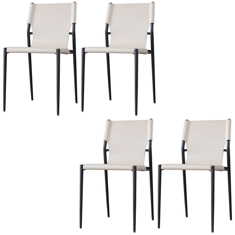 Industrial Design Leather Dining Side Armless Chairs Solid Back Chair