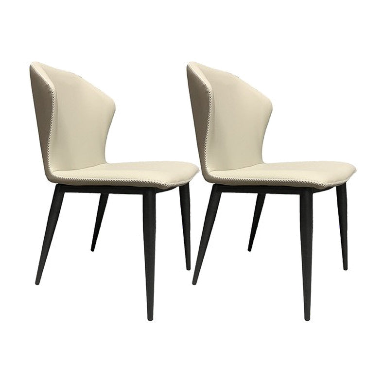 Silla de comedor sin brazos Wingback de diseño industrial Sillas de comedor de piel sintética