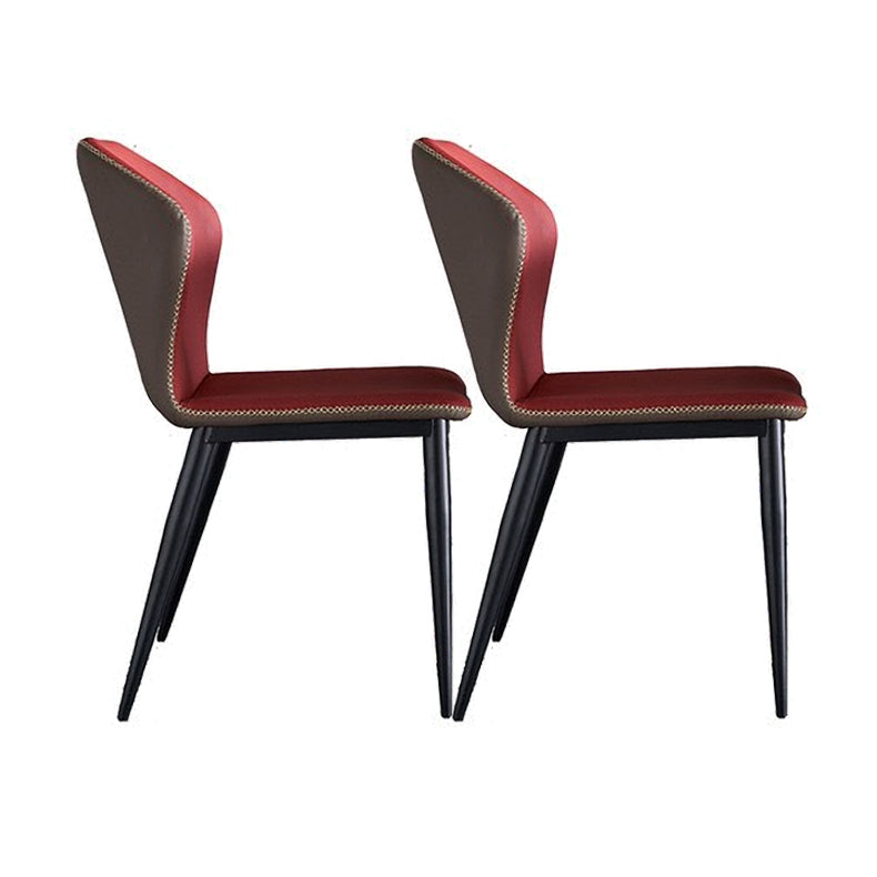 Silla de comedor sin brazos Wingback de diseño industrial Sillas de comedor de piel sintética