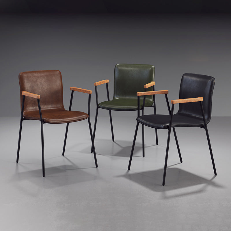 Scandinavisch ontwerp vaste achterarm zijstoel Leather Lederen Dining zijstoel