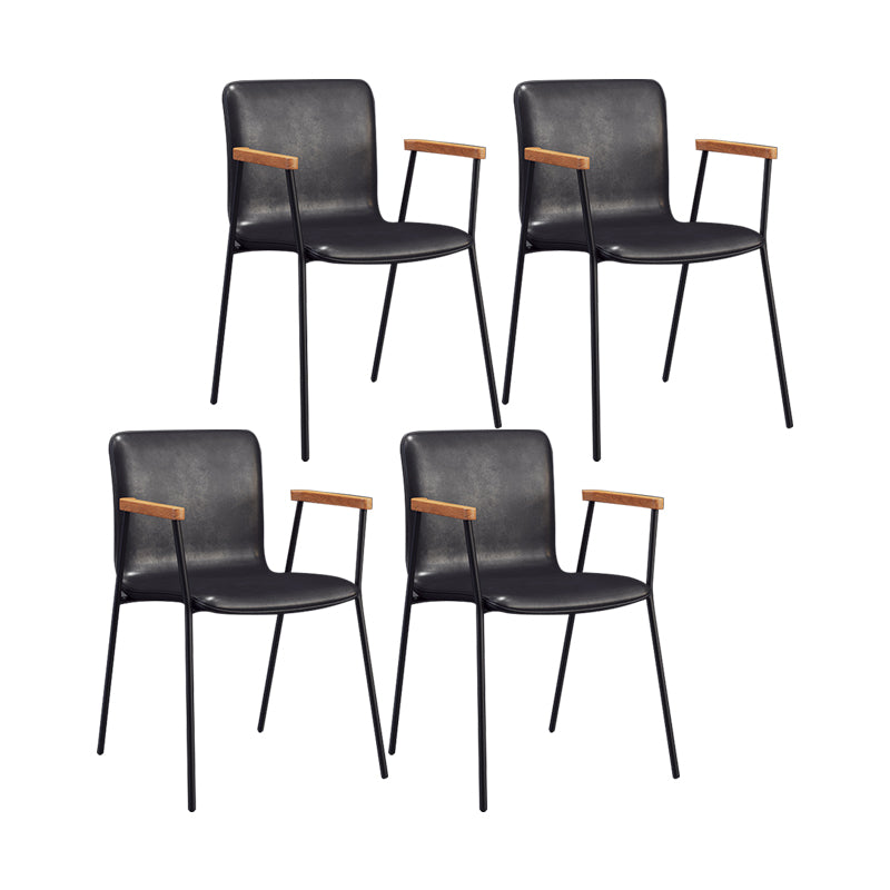 Scandinavisch ontwerp vaste achterarm zijstoel Leather Lederen Dining zijstoel