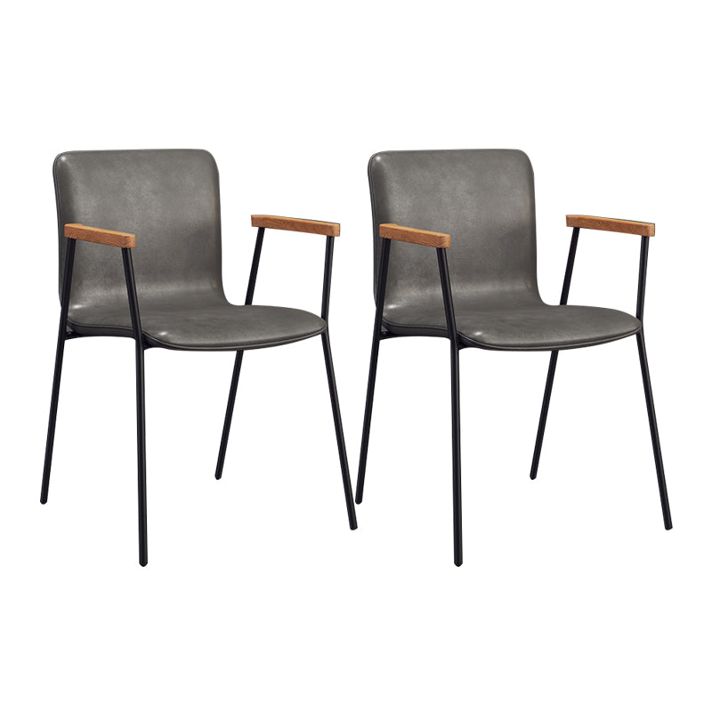 Scandinavisch ontwerp vaste achterarm zijstoel Leather Lederen Dining zijstoel