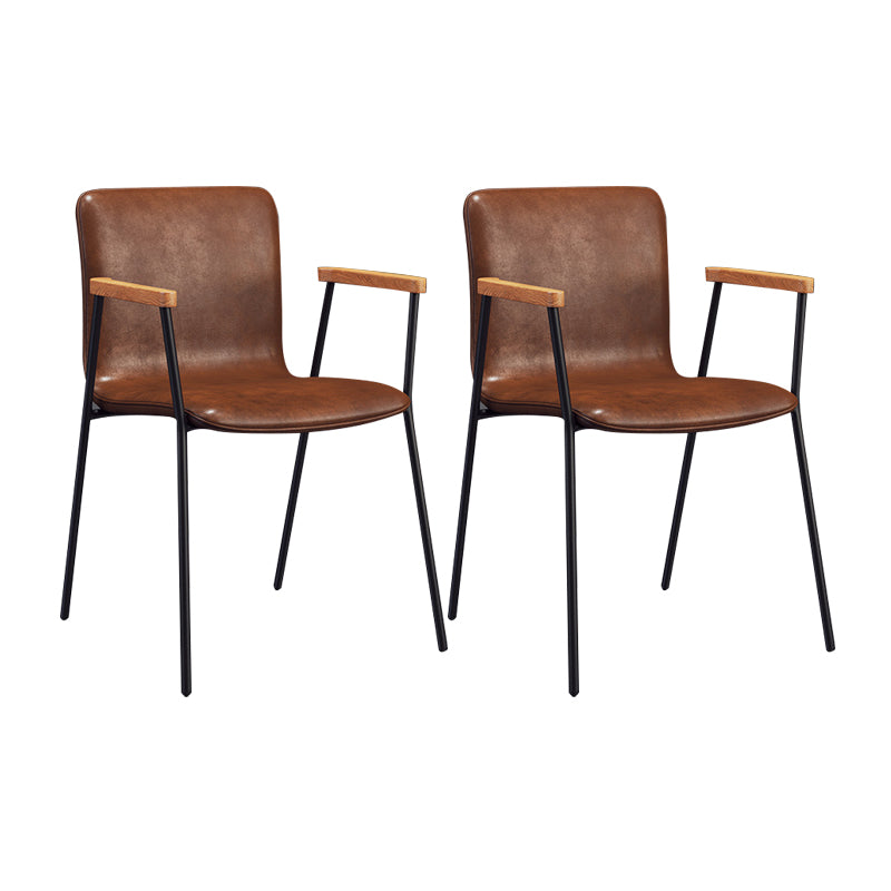 Scandinavisch ontwerp vaste achterarm zijstoel Leather Lederen Dining zijstoel