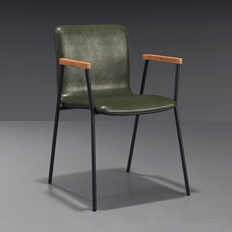 Scandinavisch ontwerp vaste achterarm zijstoel Leather Lederen Dining zijstoel