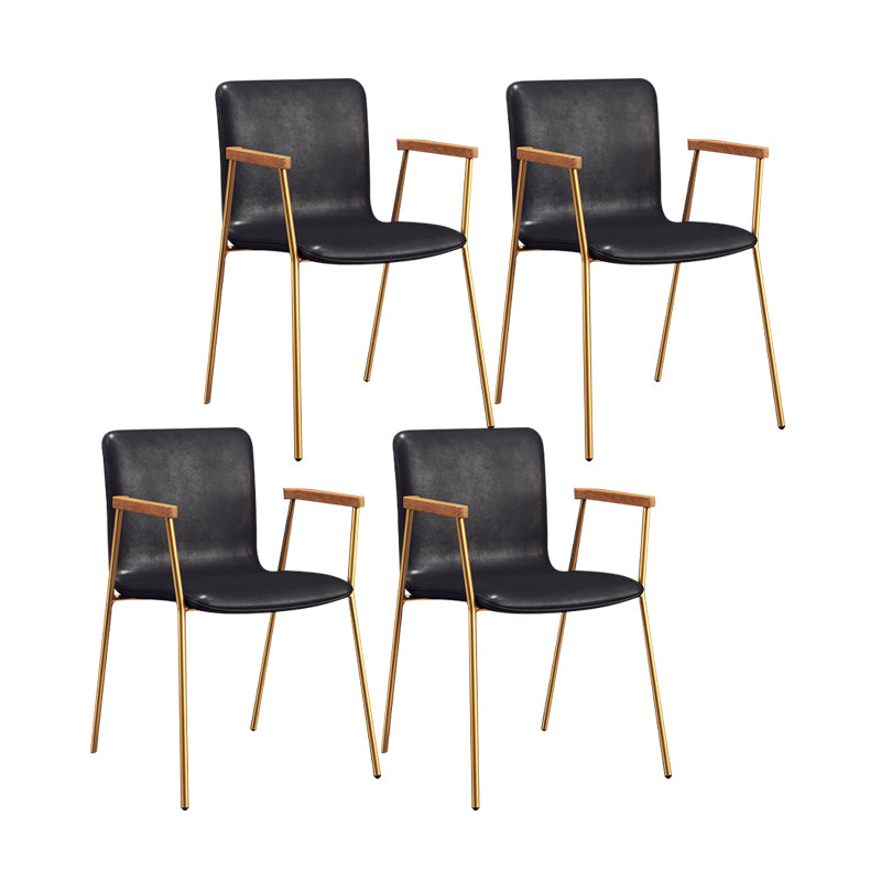 Scandinavisch ontwerp vaste achterarm zijstoel Leather Lederen Dining zijstoel