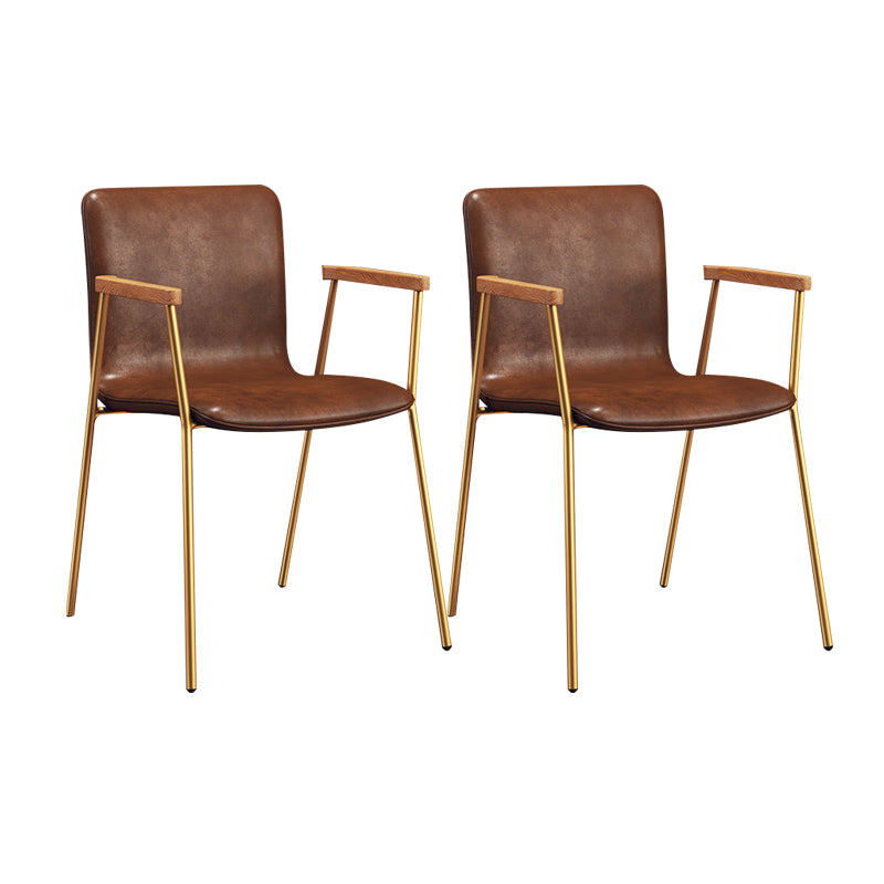 Scandinavisch ontwerp vaste achterarm zijstoel Leather Lederen Dining zijstoel
