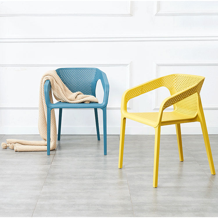 Silla de comedor de cocina escandinava de plástico, sillón con respaldo sólido