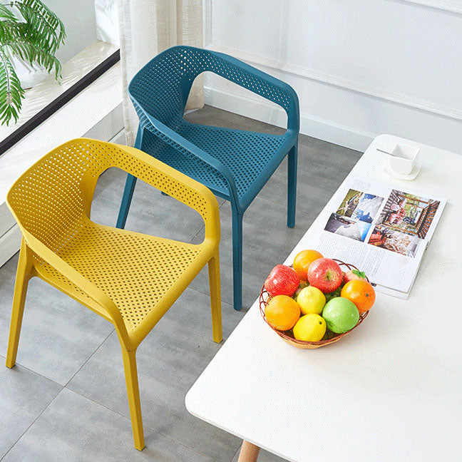 Silla de comedor de cocina escandinava de plástico, sillón con respaldo sólido