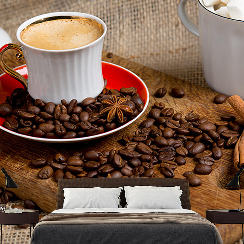 Modern Style Mural Wallpaper Coffee Environment Friendly Bedroom Wall Mural