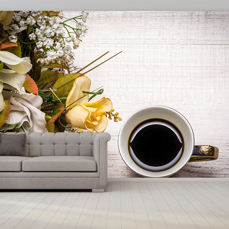 Modern Style Mural Wallpaper Coffee Environment Friendly Bedroom Wall Mural