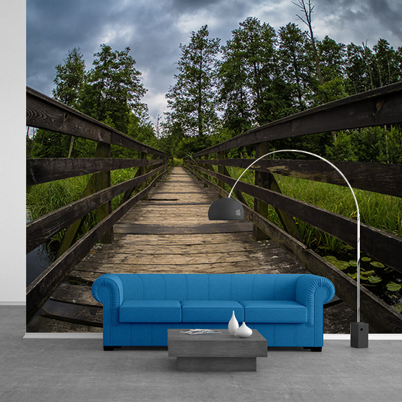 Photography Wall Mural Wallpaper Wooden Bridge Sitting Room Wall Mural