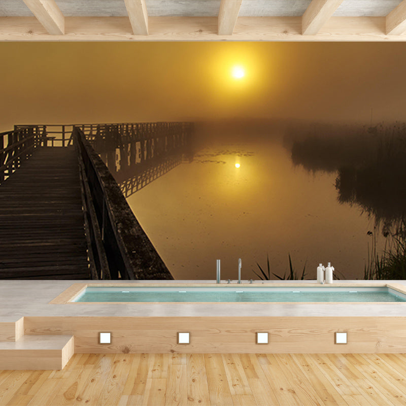 Wooden Bridge Photography Mildew Resistant Wallpaper Sleeping Room Wall Mural