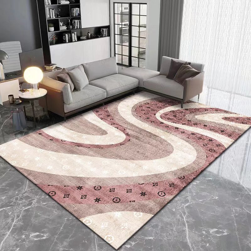 Orange Modern Rug Polyester Abstract Pattern Rug Stain Resistant Rug for Drawing Room