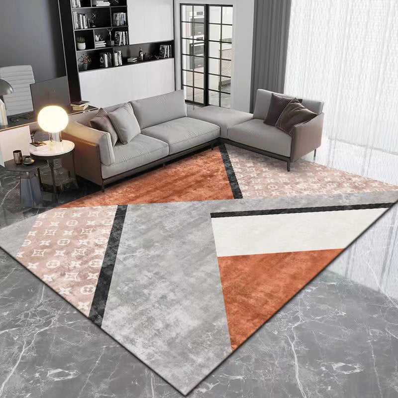 Orange moderner Teppich Polyester abstrakter Muster Teppich Fleckenfester Teppich für Salon