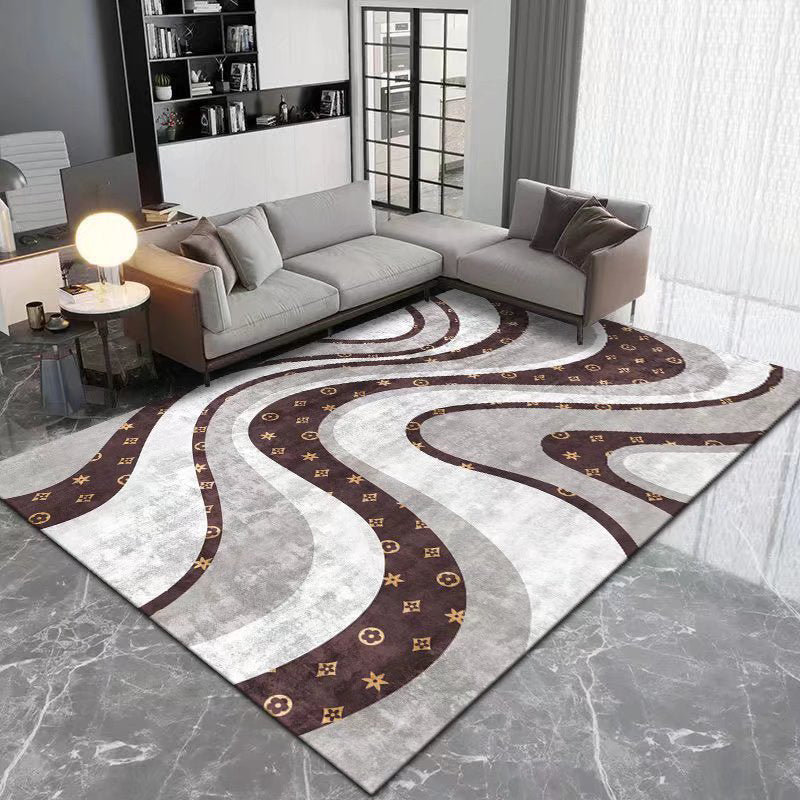 Orange Modern Rug Polyester Abstract Pattern Rug Stain Resistant Rug for Drawing Room