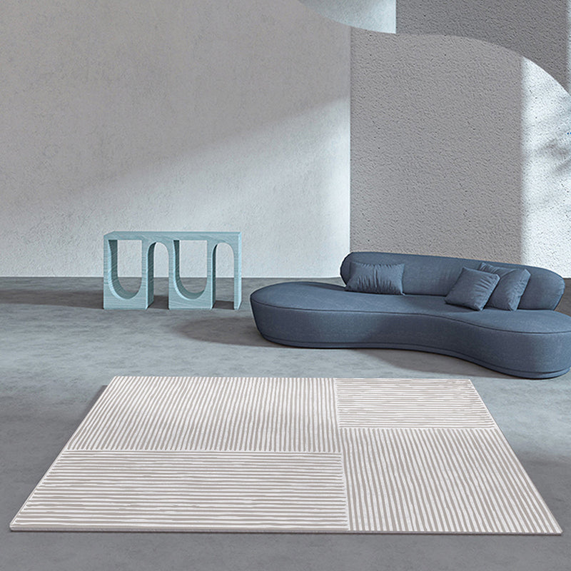 Hellgrau unregelmäßiger gestreiften Teppich Polyester Moderner Teppich Waschbar Teppich für Wohnzimmer