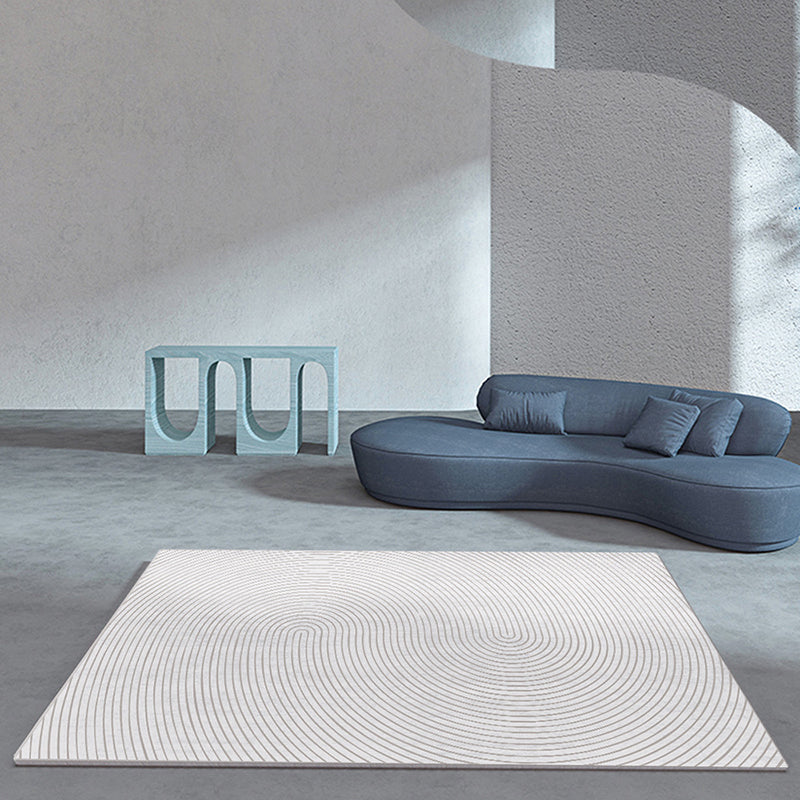 Light Gray Irregular Striped Rug Polyester Modern Rug Washable Rug for Living Room