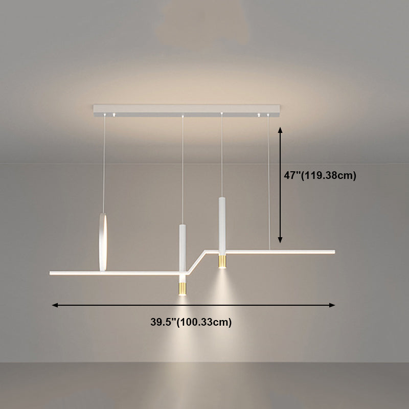 Nordic Metal Island Light Geometric 39.5" Wide Multi Light Island Pendant for Dining Room