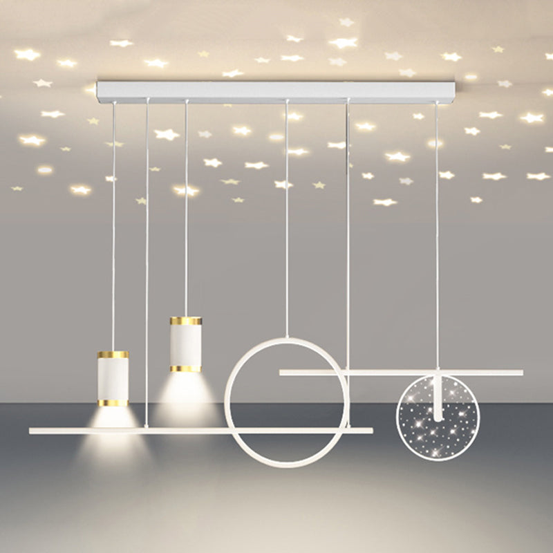 Modern Metal Island Light Geométrico 39.5 "Colgante de isla LED de ancho para comedor