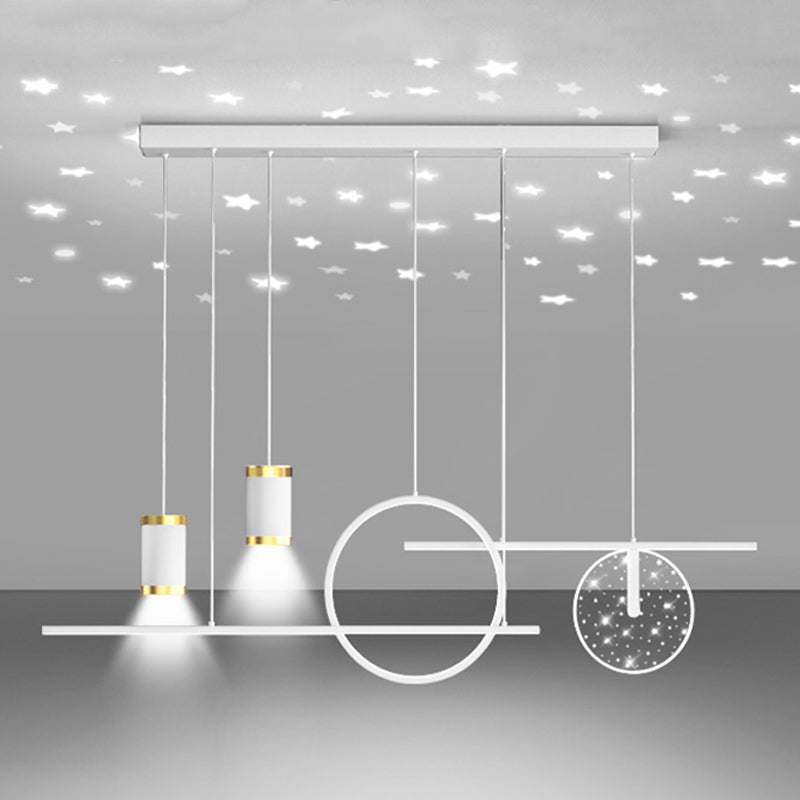 Modern Metal Island Light Geométrico 39.5 "Colgante de isla LED de ancho para comedor