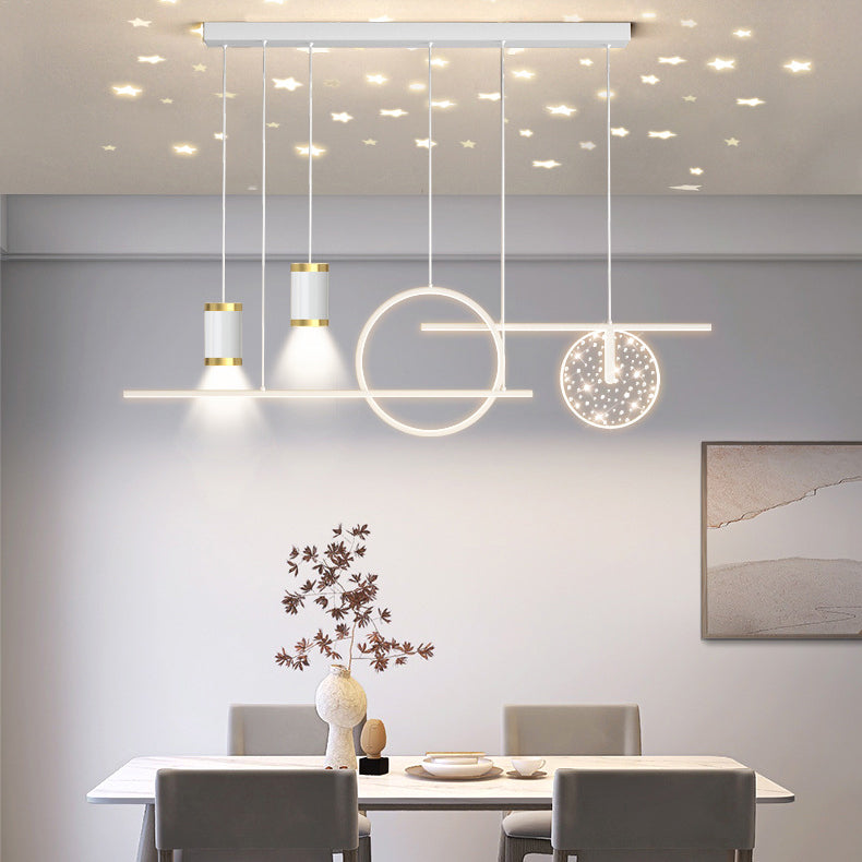 Modern Metal Island Light Geometric 39.5" Wide LED Island Pendant for Dining Room
