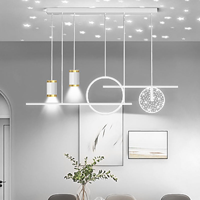 Modern Metal Island Light Geométrico 39.5 "Colgante de isla LED de ancho para comedor