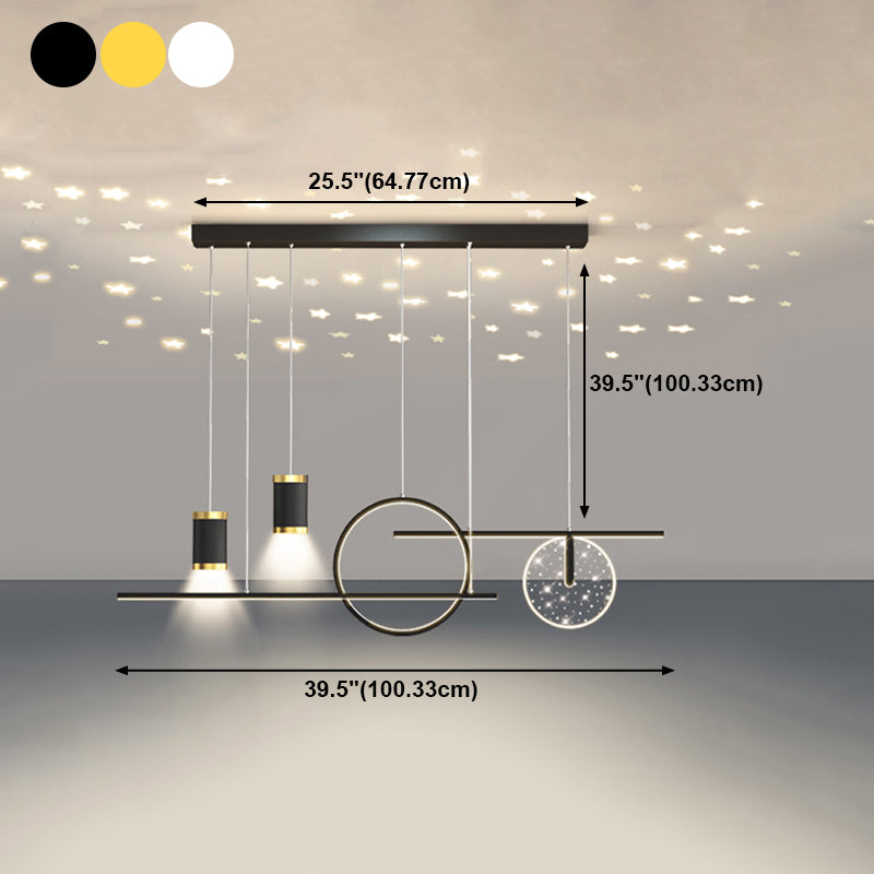 Modern Metal Island Light Geometric 39.5" Wide LED Island Pendant for Dining Room