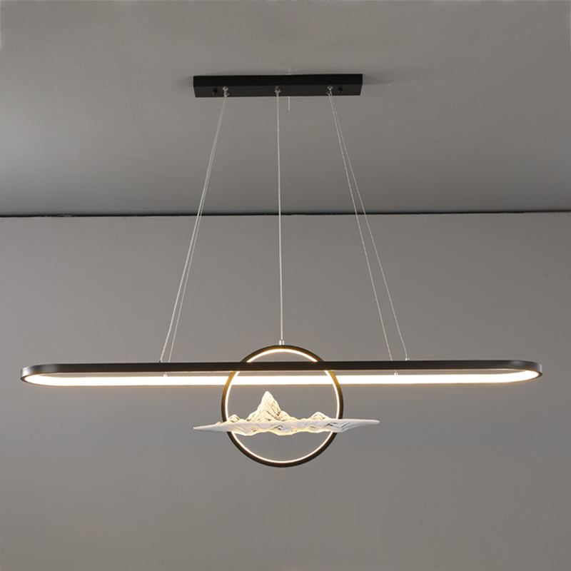Linear Shape Pendant Lights Contemporary Style Metal 2-Light Pendant Lighting