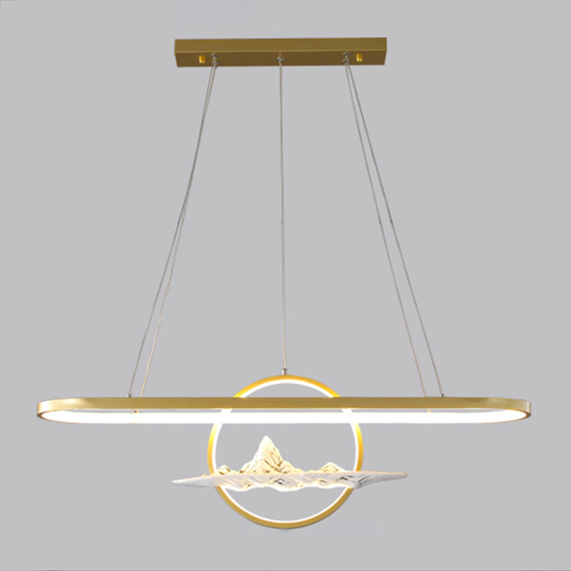 Linear Shape Pendant Lights Contemporary Style Metal 2-Light Pendant Lighting
