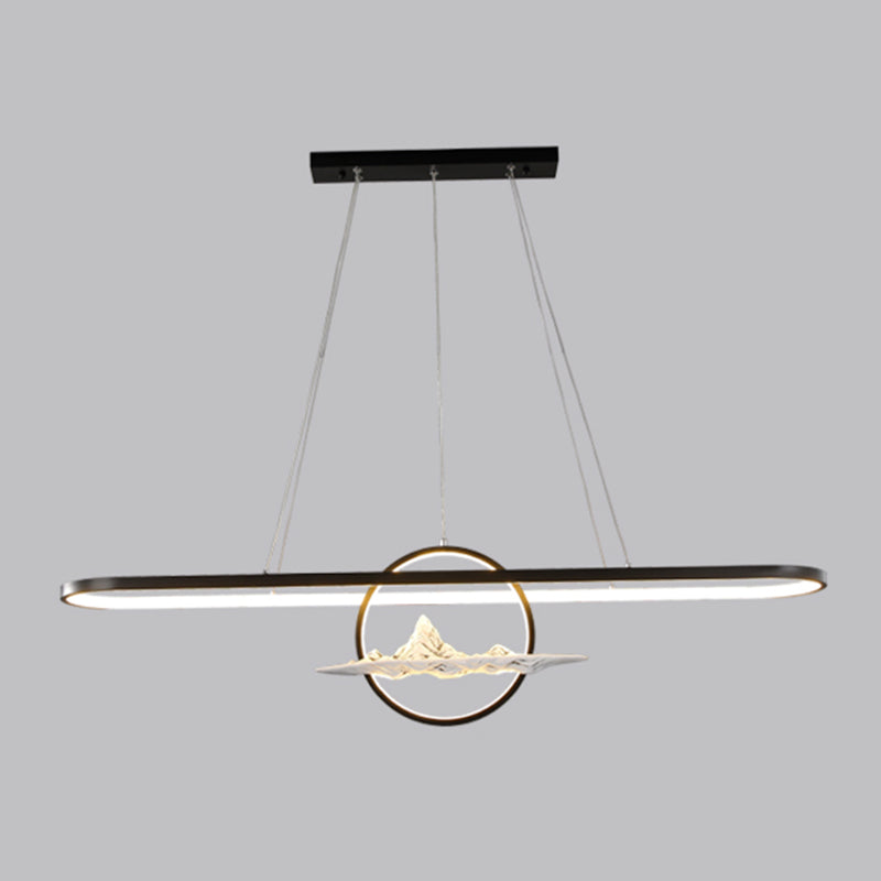 Linear Shape Pendant Lights Contemporary Style Metal 2-Light Pendant Lighting