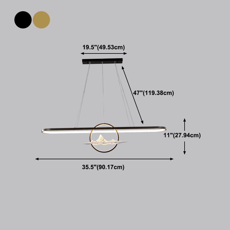 Linear Shape Pendant Lights Contemporary Style Metal 2-Light Pendant Lighting