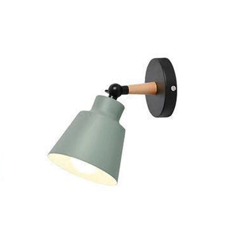 Nordic Metall Wall Light 5 "breite Makkaronwandleuchten mit Holz für Wohnzimmer