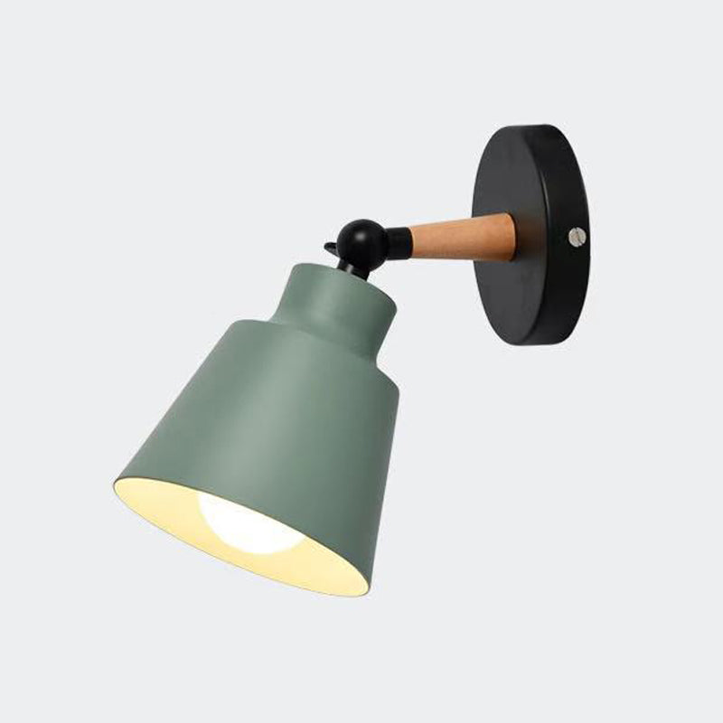 Nordic Metall Wall Light 5 "breite Makkaronwandleuchten mit Holz für Wohnzimmer