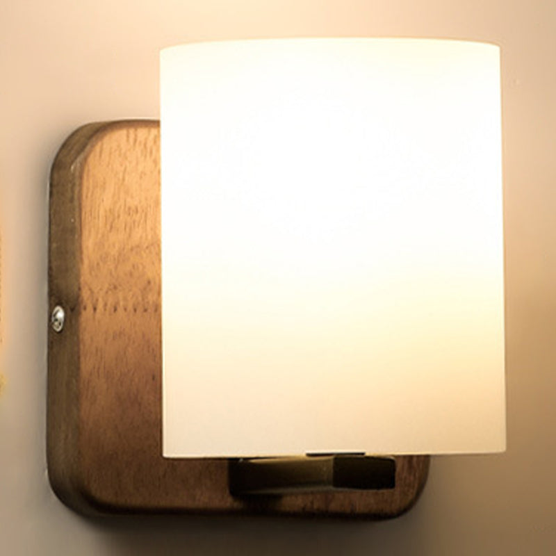 Nordic Style Glass Wall Light Geometrische 1 leichte Wandleuchten mit Holz für Schlafzimmer
