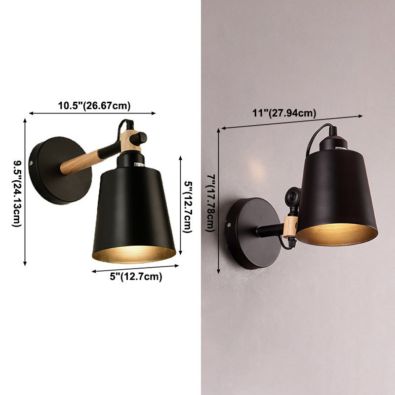 Murale en métal moderne Lumière Single Light Murce Murce avec bois pour la chambre