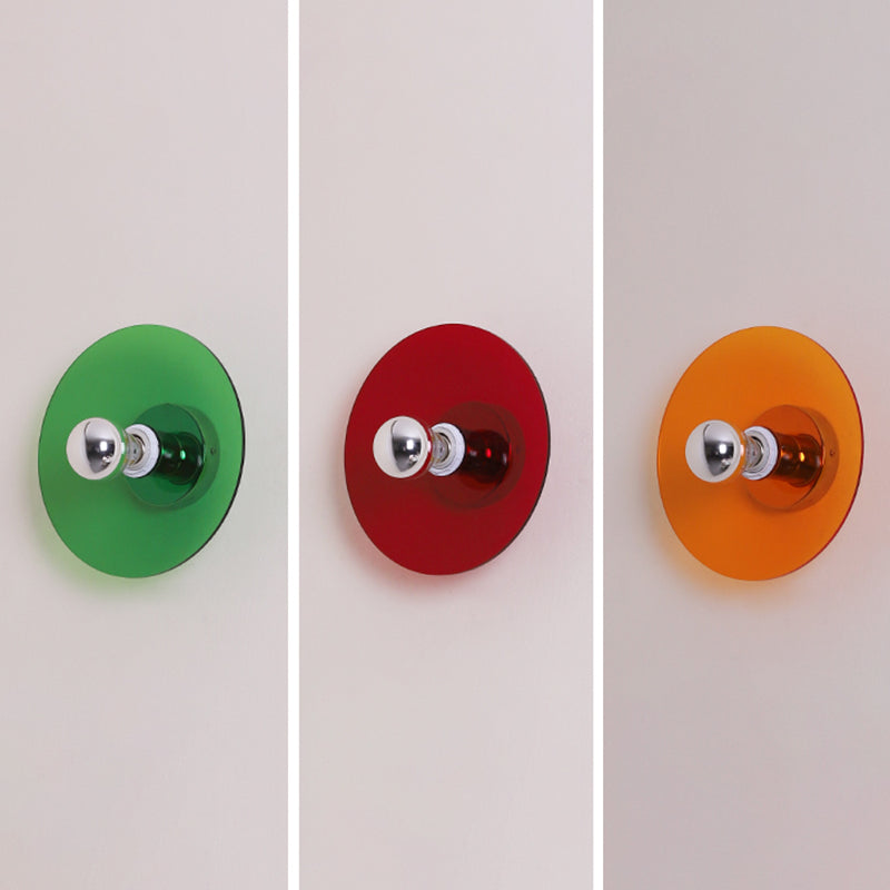 Round Wall Lighting Fixtures Modern Style Metal 1 Light Wall Lighting