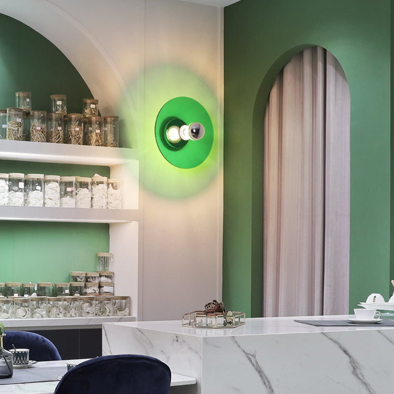 Round Wall Lighting Fixtures Modern Style Metal 1 Light Wall Lighting