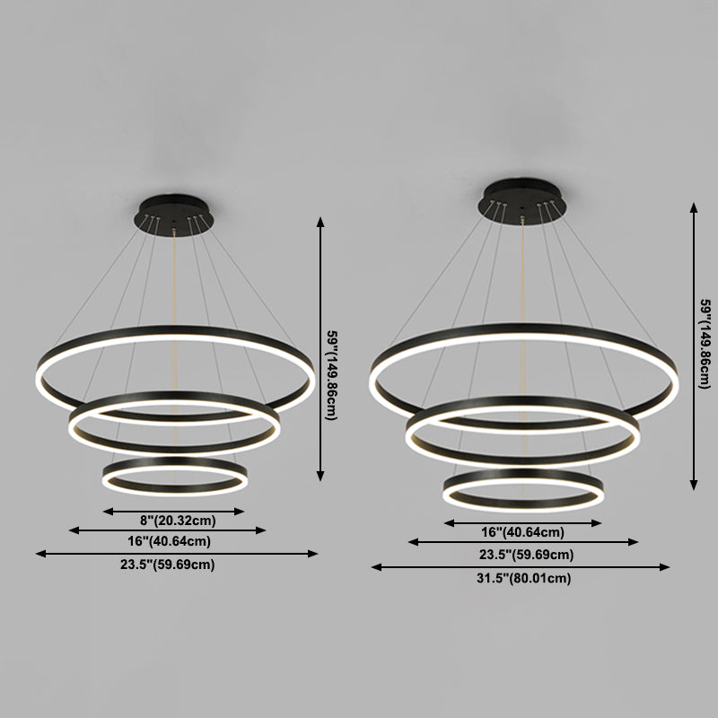 Nordic Layered Chandelier Metal Circle Chandelier Pendant for Living Room