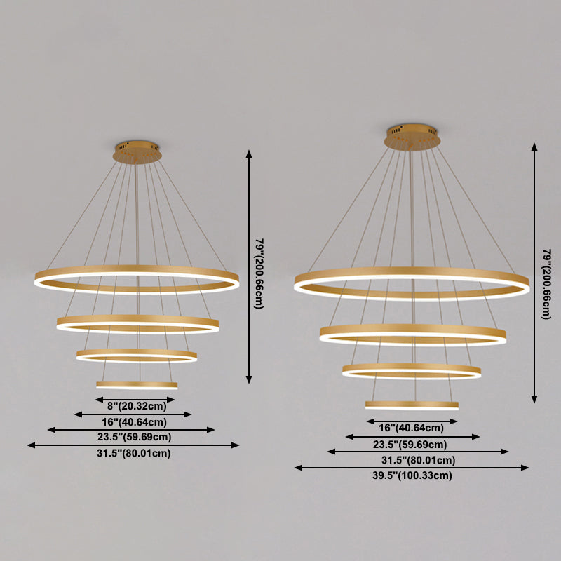 Nordic Layered Chandelier Metal Circle Chandelier Pendant for Living Room